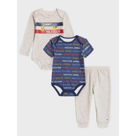 Tommy Hilfiger Baby Boys Colorful Logos Bodysuits  Joggers 3 pc 12 Mo NWT - Picture 1 of 2